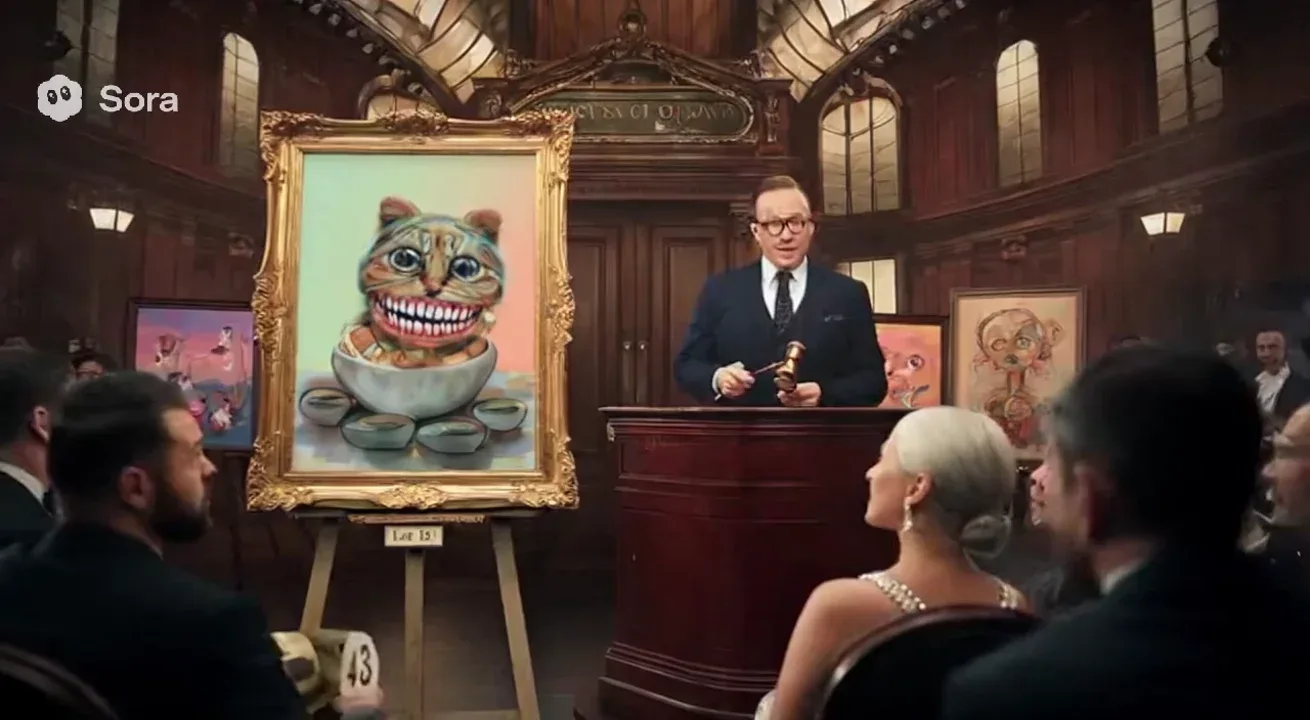 elite art auction at lloyds of london but all of the art is bottom of the barrel AI slop.

people are bidding millions of dollars.