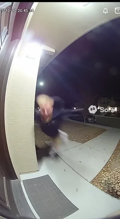 Realistic door camera footage of @jakepaul floating back and forth past the camera screaming then he gets really close to and says I’m mad geeked right now 10 times then screams six seven while floating away