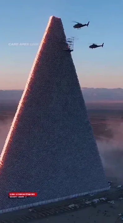 Live: Giant Card Pyramid Begins to Crumble